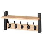 Mensola da parete galleggiante da 16" con 5 ganci doppi – Nero / Nero e bianco / Marrone / Grigio / Acero / Bianco, Montaggio singolo