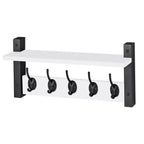 Mensola da parete galleggiante da 16" con 5 ganci doppi – Nero / Nero e bianco / Marrone / Grigio / Acero / Bianco, Montaggio singolo