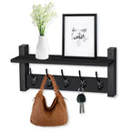 Sorbus 16 Inch Floating Wall Shelf with 5 Heavy Duty Hooks  for Entryway, Bathroom, Bedroom, Kitchen, or Mudroom