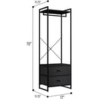 Appendiabiti con 2 cassetti e ripiano superiore in legno – Acqua / Nero / Grigio / Rosa / Ruggine / Bianco, 1 persona