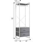 Appendiabiti con 2 cassetti e ripiano superiore in legno – Acqua / Nero / Grigio / Rosa / Ruggine / Bianco, 1 persona