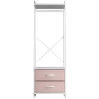 Appendiabiti con 2 cassetti e ripiano superiore in legno – Acqua / Nero / Grigio / Rosa / Ruggine / Bianco, 1 persona