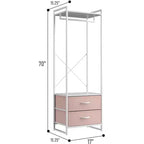 Appendiabiti con 2 cassetti e ripiano superiore in legno – Acqua / Nero / Grigio / Rosa / Ruggine / Bianco, 1 persona