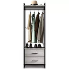 Appendiabiti con 2 cassetti e ripiano superiore in legno – Acqua / Nero / Grigio / Rosa / Ruggine / Bianco, 1 persona