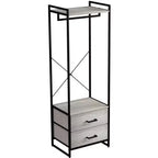Appendiabiti con 2 cassetti e ripiano superiore in legno – Acqua / Nero / Grigio / Rosa / Ruggine / Bianco, 1 persona