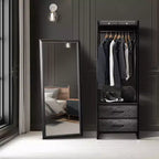 Appendiabiti con 2 cassetti e ripiano superiore in legno – Acqua / Nero / Grigio / Rosa / Ruggine / Bianco, 1 persona