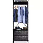Appendiabiti con 2 cassetti e ripiano superiore in legno – Acqua / Nero / Grigio / Rosa / Ruggine / Bianco, 1 persona