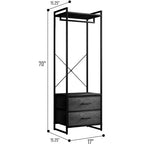 Appendiabiti con 2 cassetti e ripiano superiore in legno – Acqua / Nero / Grigio / Rosa / Ruggine / Bianco, 1 persona