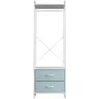 Appendiabiti con 2 cassetti e ripiano superiore in legno – Acqua / Nero / Grigio / Rosa / Ruggine / Bianco, 1 persona