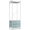 Appendiabiti con 2 cassetti e ripiano superiore in legno – Acqua / Nero / Grigio / Rosa / Ruggine / Bianco, 1 persona