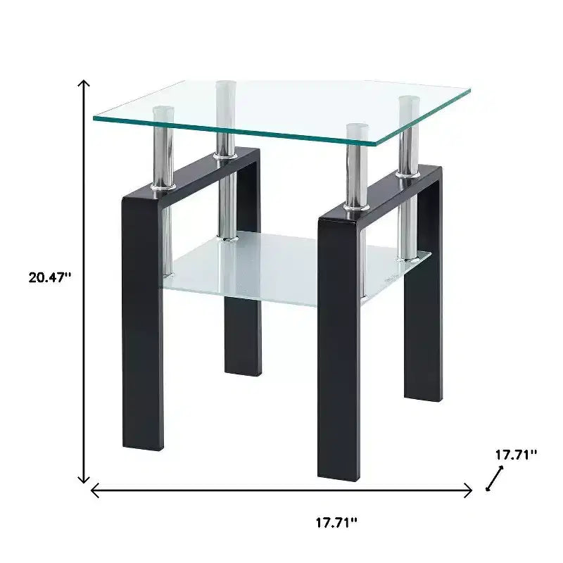 Tavolini quadrati in vetro bianco e nero (set da 2)