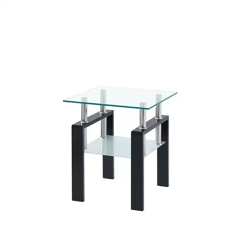 Tavolini quadrati in vetro bianco e nero (set da 2)