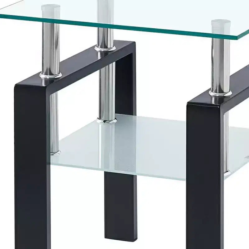 Tavolini quadrati in vetro bianco e nero (set da 2)