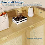 Cassettiera portascarpe con anta in rattan color rovere scuro/rovere chiaro, 3 ante, 6 ripiani, capacità 12+ paia