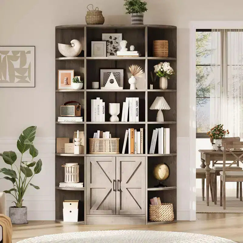 Libreria a 6 ripiani Nera / Grigia / Bianca con armadietto – Montaggio da una persona