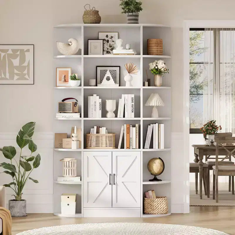 Libreria a 6 ripiani Nera / Grigia / Bianca con armadietto – Montaggio da una persona