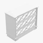 Mobiletto contenitore bianco a 3 cassetti con specchio a griglia diamantata, utilizzo per 1 persona