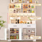 Mobile Contenitore da Cucina Bianco con Ante in Vetro, 8 Zone, per 1 Famiglia