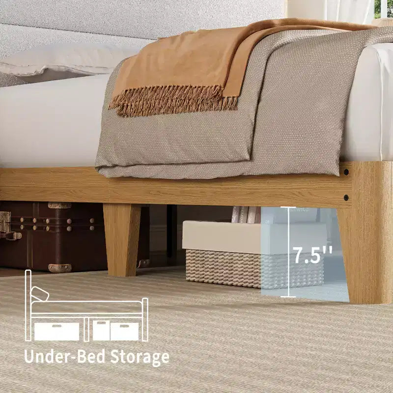 Struttura letto a piattaforma in bouclé circolare bianco sporco/bianco puro con luci LED – 1 persona