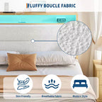 Struttura letto a piattaforma in bouclé circolare bianco sporco/bianco puro con luci LED – 1 persona