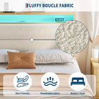 Struttura letto a piattaforma in bouclé circolare bianco sporco/bianco puro con luci LED – 1 persona