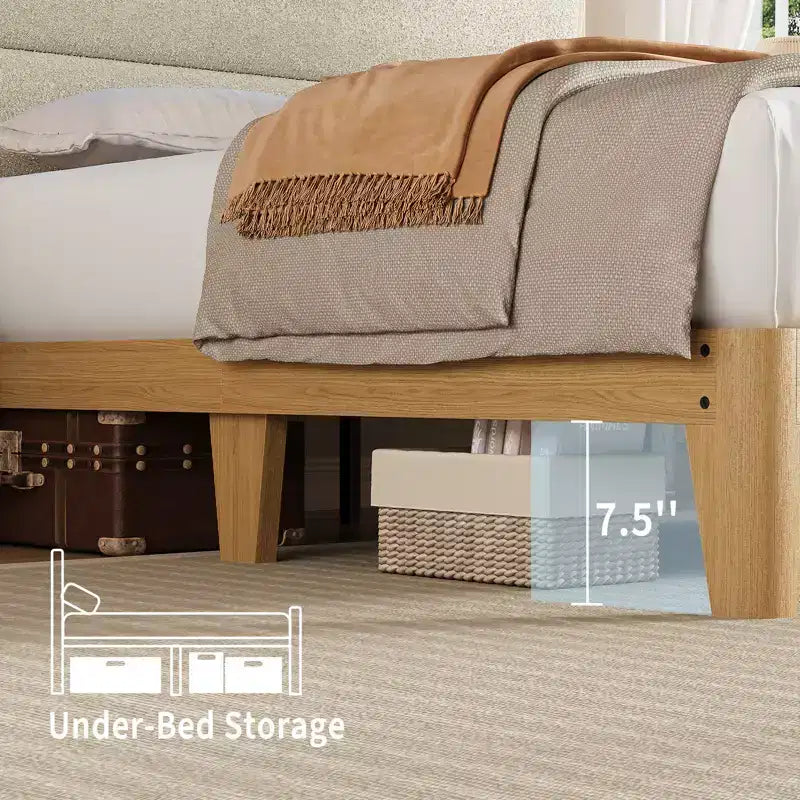 Struttura letto a piattaforma in bouclé circolare bianco sporco/bianco puro con luci LED – 1 persona