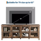 Mobile TV retrò nero/grigio con 4 ante scorrevoli in vetro – Struttura in legno, Adatto a TV da 40" a 65", Montaggio per 2 persone