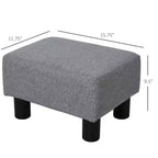 Pouf Ottomano in Lino Grigio Rettangolare, Seduta Singola, Gambe in Plastica
