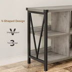 Libreria portaoggetti marrone a 8 cubi, Libreria bassa a 3 ripiani, Tavolo consolle per 1 persona, per ingresso/soggiorno