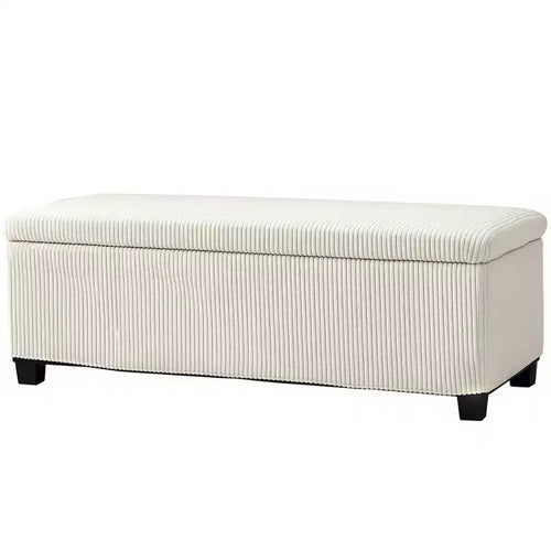 44 Inches Ottoman with Storage, Lid, Legs, Corduroy End of Bed Bench for Living Room, Bedroom, Entryway