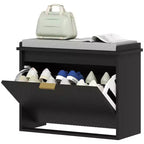 Shoe Storage Bench with Padded Seat Cushion and Flip-Drawer, Entryway Bench, Shoe Cabinet, 24.4x10.2x18.7 Inches