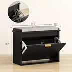 Panca portascarpe imbottita nera con cassetto a ribalta, 1 posto, 62 cm L x 26 cm P x 47,5 cm H