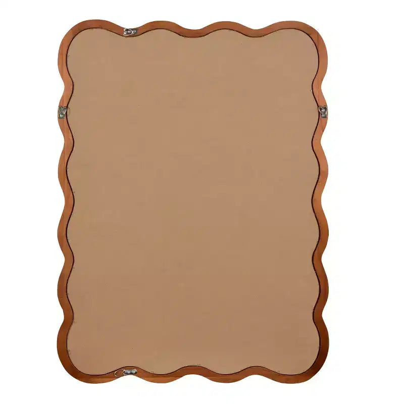 Specchio da parete con cornice in legno rettangolare ondulata marrone, singolo, 30"x40"