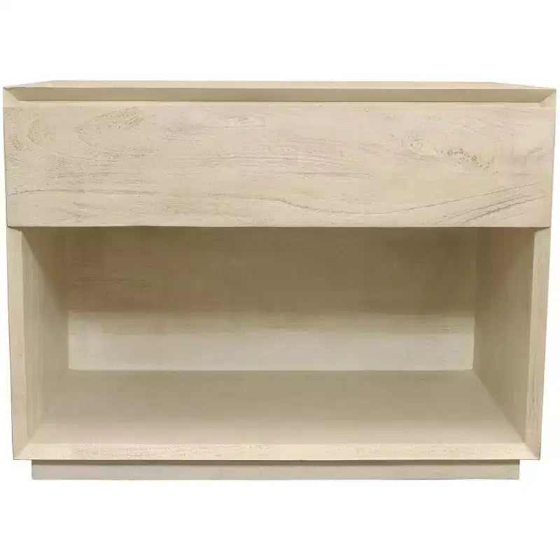 HomeRoots 24 Natural Solid Wood Ribbed Texture One Drawer Nightstand