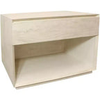 Comodino Singolo Marrone con Scanalature in Legno Massello e Cassetto