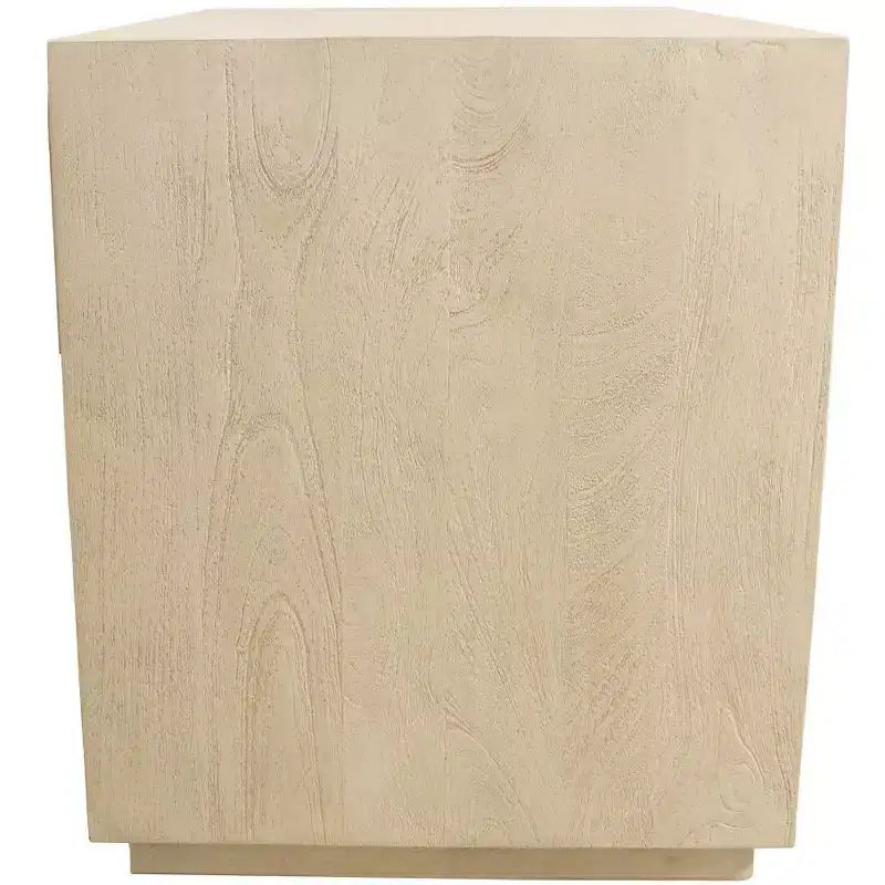 Comodino Singolo Marrone con Scanalature in Legno Massello e Cassetto