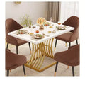 47 Inch Modern Rectangular Dining Table for 4 People ,Kitchen Dinner Table with Geometric Leg Design and Solid Tabletop For Dining Room