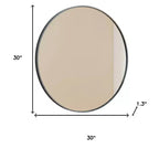 Specchio da parete rotondo in metallo nero, singolo, 76 cm