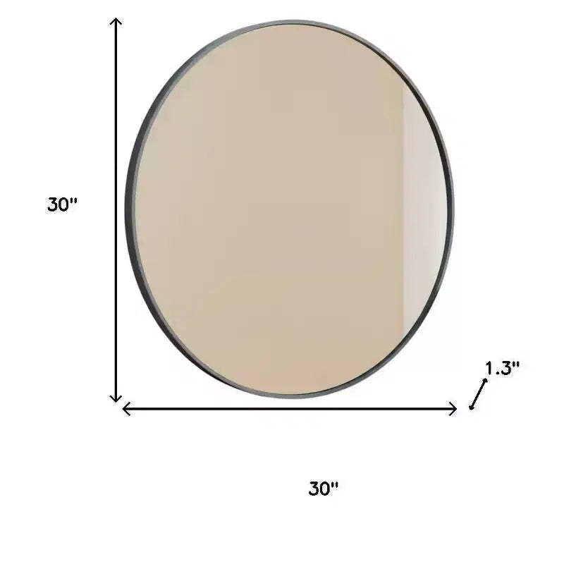 Specchio da parete rotondo in metallo nero, singolo, 76 cm