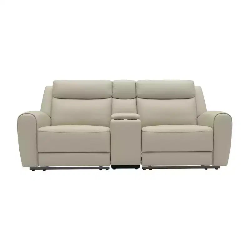 Divanetto Reclinabile Manuale Biposto in Similpelle Beige con Consolle