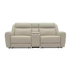 Divanetto Reclinabile Manuale Biposto in Similpelle Beige con Consolle