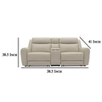Divanetto Reclinabile Manuale Biposto in Similpelle Beige con Consolle